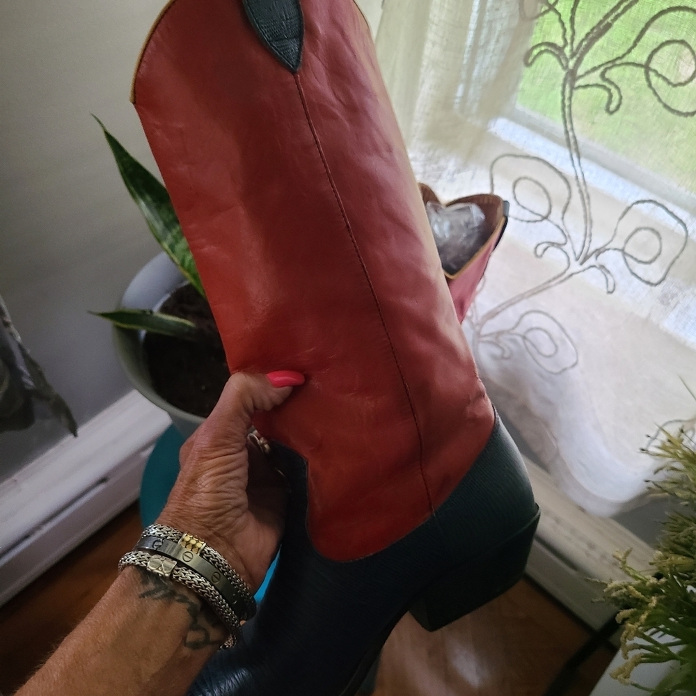 VINTAGE 80's  NINE WEST Cowboy Boots 7.5 HP 19x🔥🔥 - Picture 5 of 6